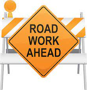 Road Work Ahead sign